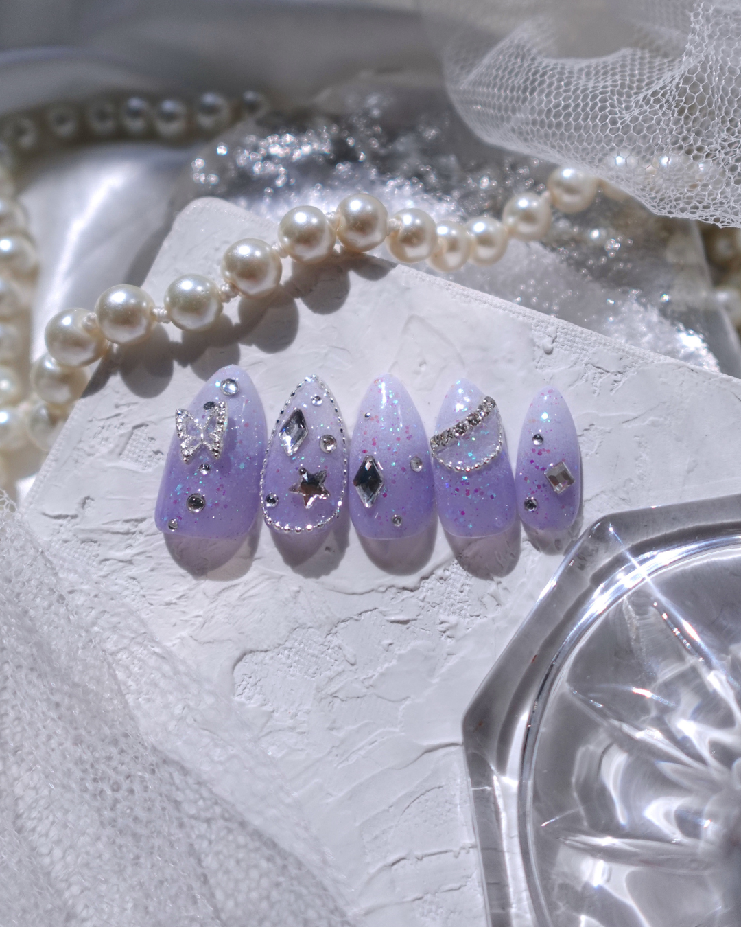 オーダー専】サブカル グラデーション ネイルチップ ブルー 肉球