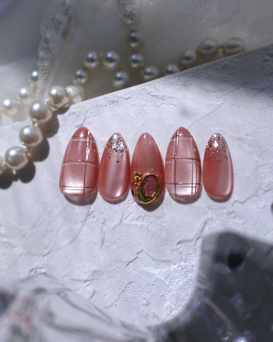 ネイルチップ ピンク マグネット オーダー◇ネイルチップ ピンク 水色 マグネットフレンチちゅるん 韓国