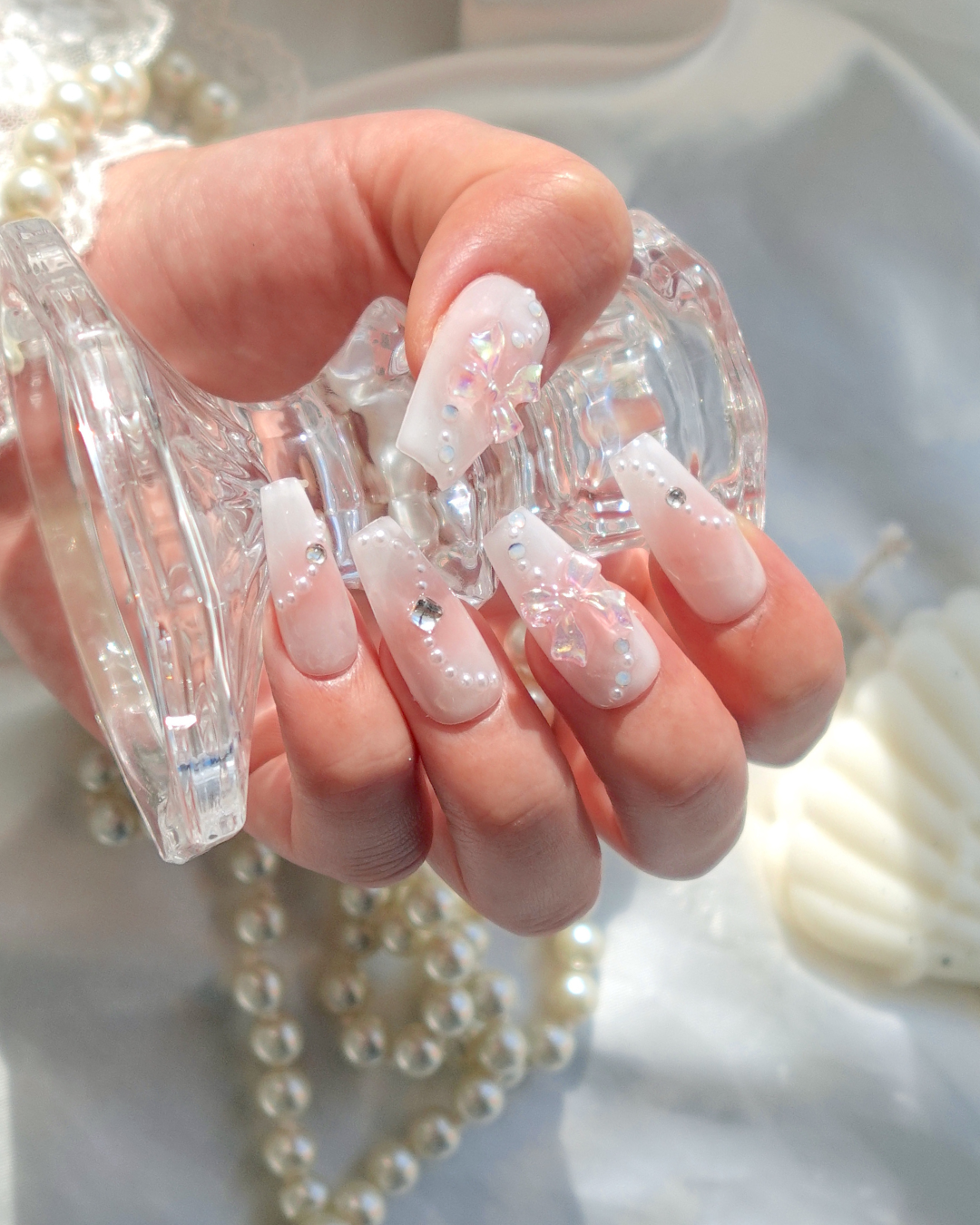 54))リボンネイル ブルーネイル バレエコア ネイルチップ フレンチガーリー 54))リボンネイル ブルーネイル バレエコア ネイルチップ フレンチ